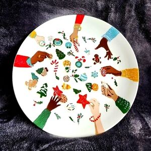 New Threshold Cookie Platter Gather Together Holiday Stoneware Serving plate